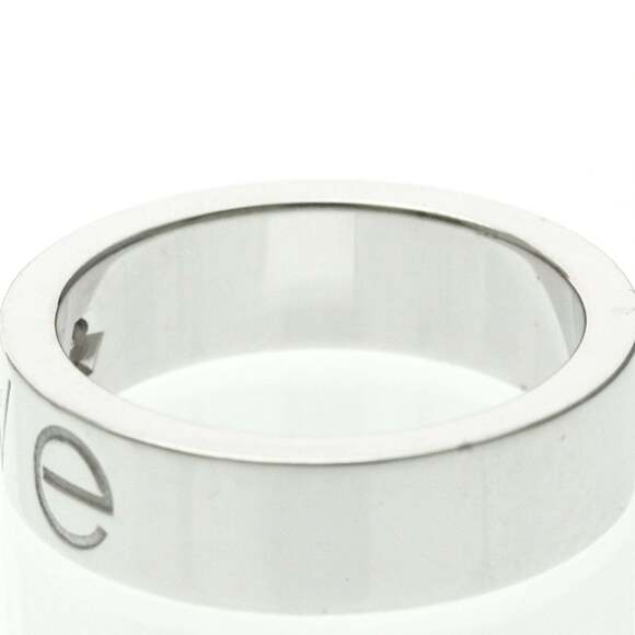 Cartier Love Ring Pave Diamond 18k White Gold Mini Band Size  CARTIER Authentic 18k Silver Diamond Love Ring